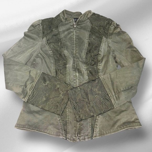 INC International Concepts Jackets & Blazers - INC International Concepts Olive Green Lace Jacket